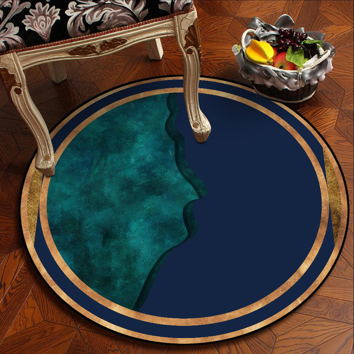 Fashionable Phnom Penh Dark Green Stitching Round Rug